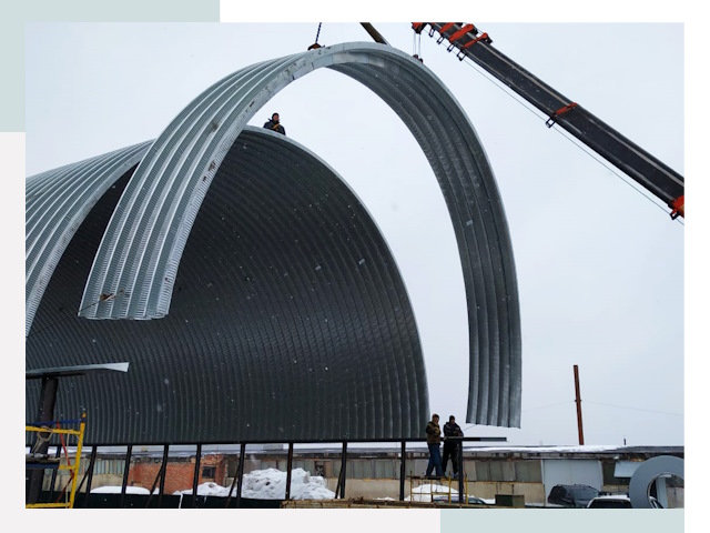 Полукруглые ангары в Донецке